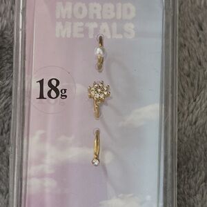 Morbid Metals Gold and Rhinestone Bendable Nose Hoops Jewelry Set Bundle 3/$15